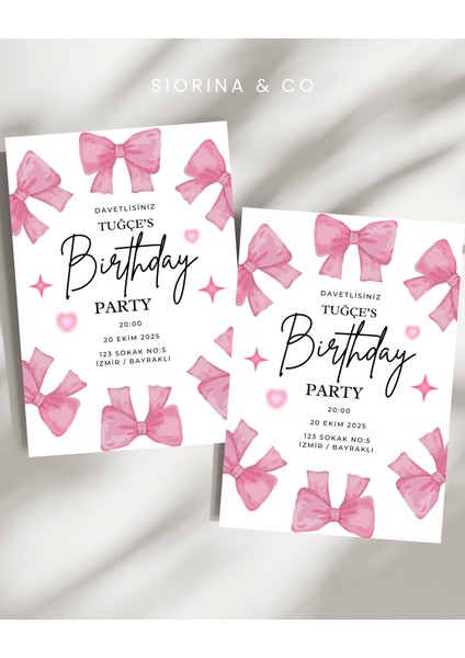 Birthday Party, Parti Davetiye - Kart Doğum Günü Özel Gün Davetiyesi Kişiye Özel - 5 Adet 10X15CM