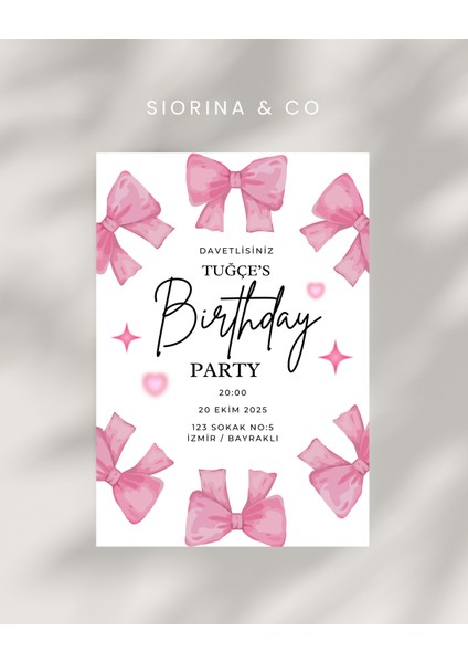 Birthday Party, Parti Davetiye - Kart Doğum Günü Özel Gün Davetiyesi Kişiye Özel - 5 Adet 10X15CM