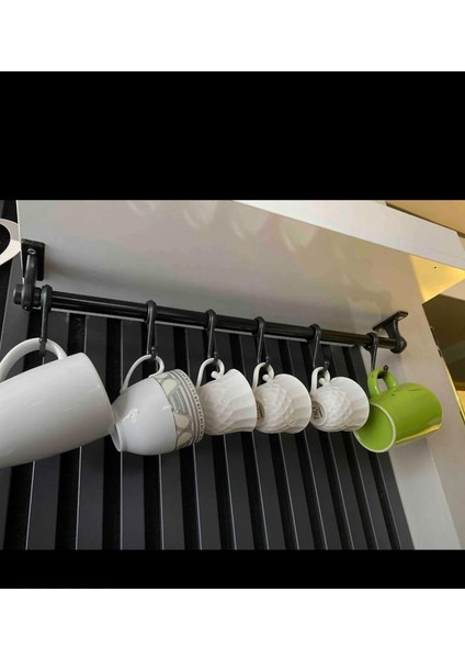 Dekoratif Metal Fincan Askılığı | 50 cm – 6 Kancalı Duvar Tipi Askılı fiyatları