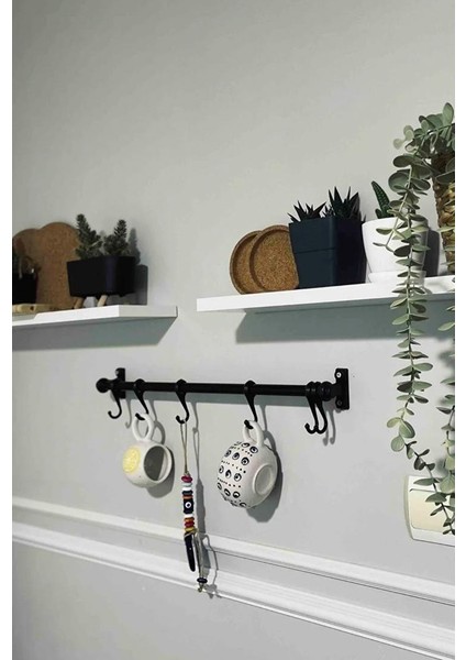 Dekoratif Metal Fincan Askılığı | 50 cm – 6 Kancalı Duvar Tipi Askılı fırsatları