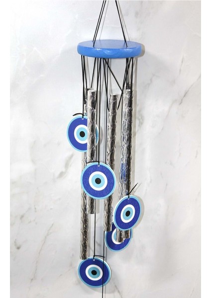 Nazar Boncuklu Metal Rüzgar Çanı 70 cm