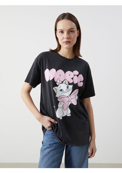 Yeni Sezon Bisiklet Yaka Aristocats Baskili Kadin Tisort - S5GV87Z8