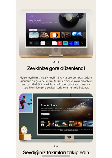 Webos Akıllı Tv Wi-Fi Apple-Android Bağlantı IPS 1920X1080 Fulhd 32 Inç 80 Ekran Smart Monitör Tv