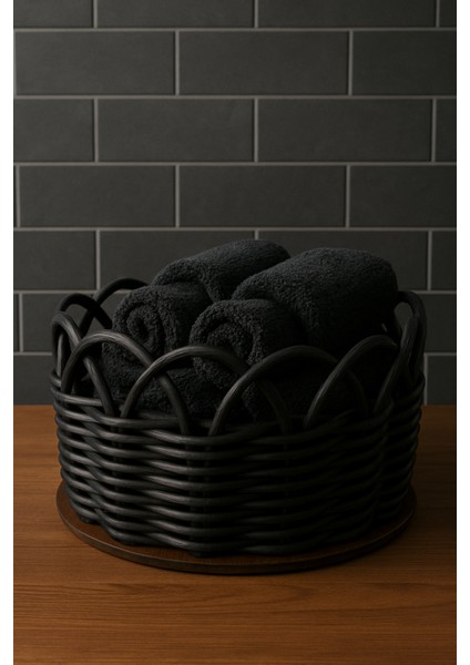 Siyah Oval Rattan Sepet – 26X12 cm