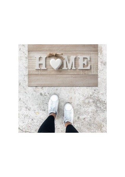 Dijital Baskı Beyaz Kalp Desen Kapı Önü Paspası PS1354