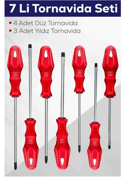 7 Parça Tornavida Seti Düz Yıldız Takım modelleri