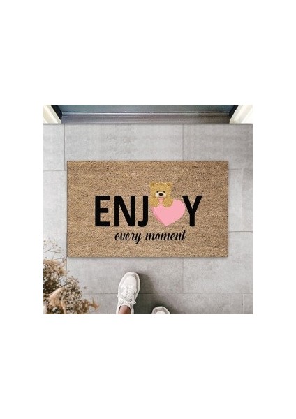 Bej Kapı Önü Paspası Enjoy Ever Moment Ayıcık Desen PS917
