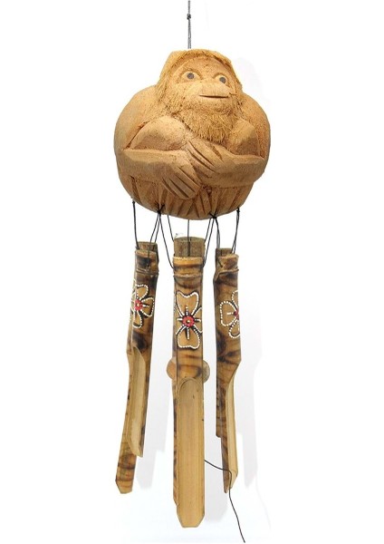 Maymunlu Bambu Rüzgar Çanı 40 cm