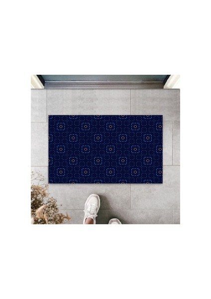 Lacivert Kapı Önü Paspası Geometrik Desen PS935