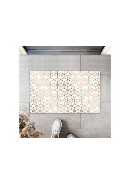 Pudra Kapı Önü Paspası 3D Kareler Desen PS924