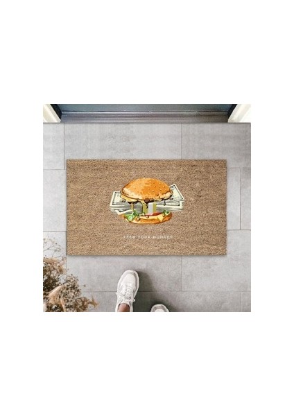 Bej Kapı Önü Paspası Feed You Hunger Desen PS873