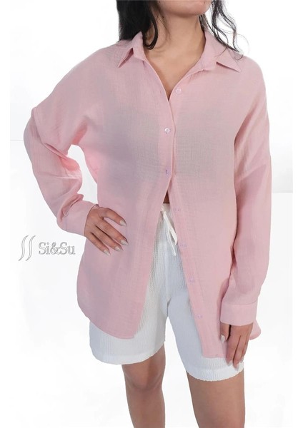 Müslin Kumaş Kadın Rahat Kesim, Oversize, Salaş Gömlek