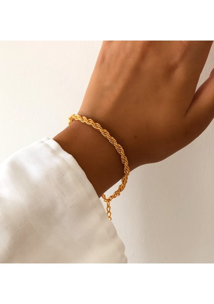Altın Renk Burgu Unisex Çelik Bileklik –