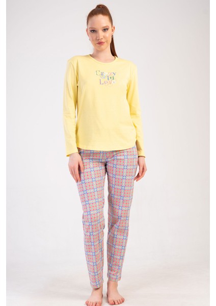 Pamuklu Kadın Uzun Kol Pijama Takım , 502073