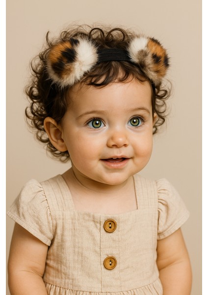 Leopar Tüy Toplu Kız Bebek/çocuk Saç Bandı