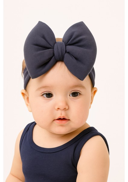Büyük Fiyonklu Kız Bebek / Çocuk Saç Bandı Lacivert