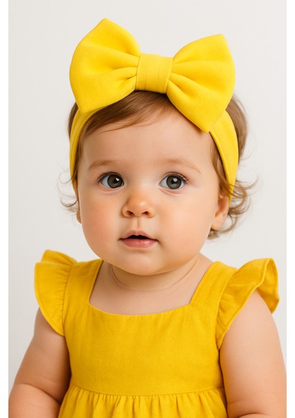 Büyük Fiyonklu Kız Bebek / Çocuk Saç Bandı Sarı modelleri