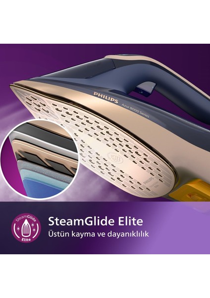 Akıllı Sensörlü Kumaşa Göre Isı Ayarlayan Azur Buharlı Ütü 8000 Serisi, 260g Turbo Şok Buhar, 3000W+ Tüy&Tiftik toplama Makinesi fiyatları