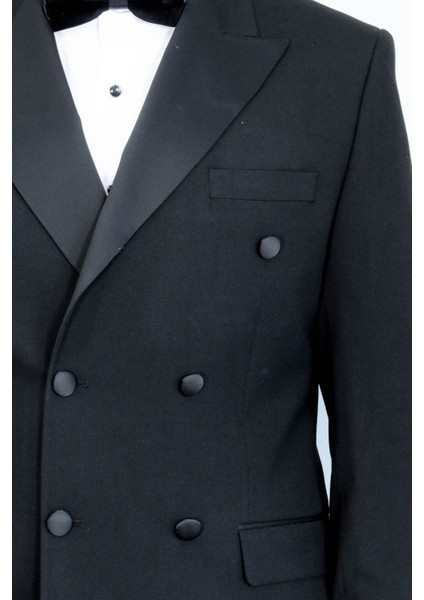 Saten Yaka Slim Fit Kruvaze Siyah Smokin Takım Elbise – Wessi fiyatları