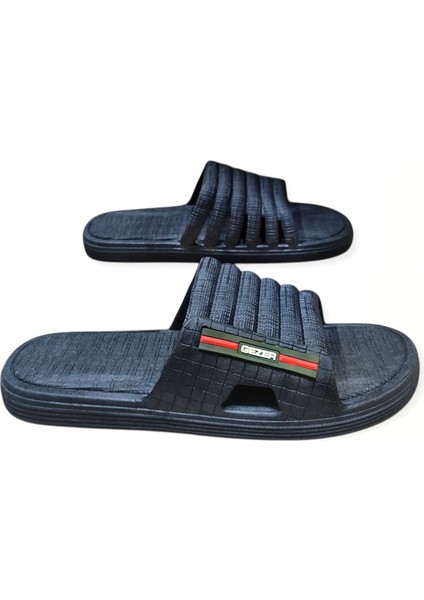 Siyah Kaymaz Taban Plaj Havuz Banyo Erkek Günlük Terlik