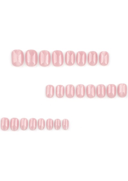 Pembe Kedi Gözü Oval Kısa 24’lü Takma Tırnak Seti ve Zararsız Yapıştırıcı modelleri