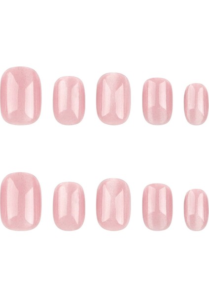 Pembe Kedi Gözü Oval Kısa 24’lü Takma Tırnak Seti ve Zararsız Yapıştırıcı fırsatları
