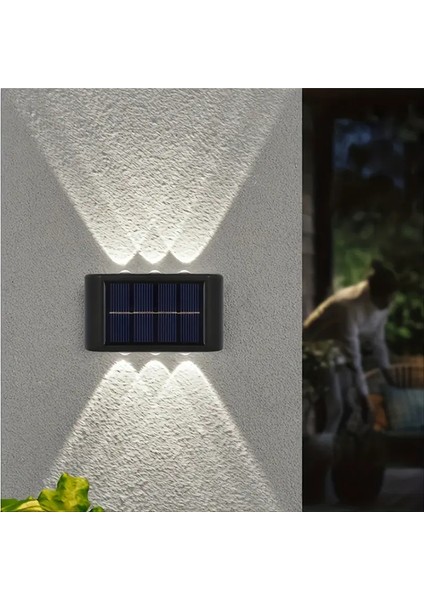 2 Adet 10 Ledli Solar Bahçe Dış Mekan Duvar Aydınlatması Güneş Enerjili Çift Taraflı LED Aplik Set fırsatları