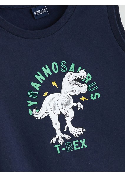 Yeni Sezon Bisiklet Yaka Dinozor Baskili Erkek Cocuk Atlet - S5JB77Z4