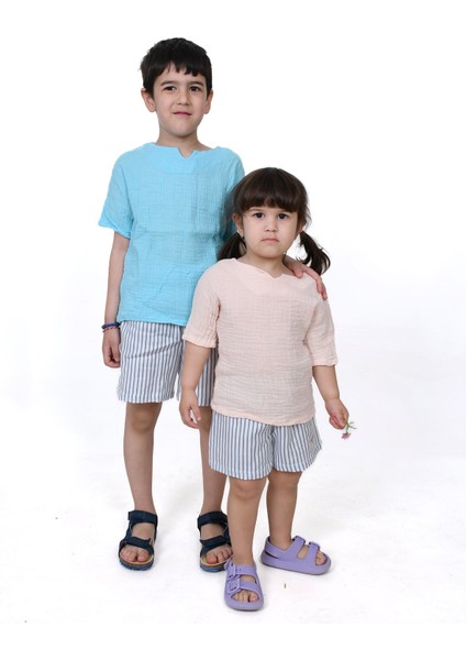 Çift Kat Müslin Çizgili Şort modelleri