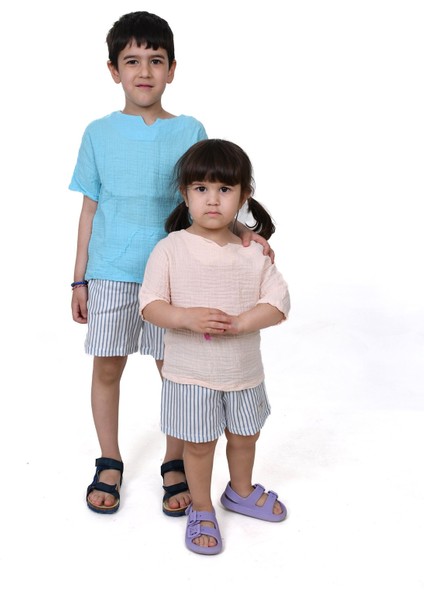 Çift Kat Müslin Çizgili Şort fırsatları