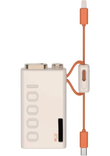 Mini Powerbank 22.5W Pd Hızlı Şarj Type-C & Lightning Kablolu LED Göstergeli Taşınabilir Şarj Cihazı