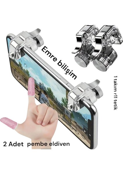 Profesyonel Metal Tetik R11 Mobil Oyun Eldiveni Pembe Parmaklık 1 Çift Pembe 1 Çift R11 Toplam 4 Adet