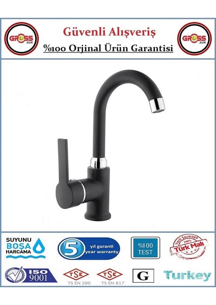 Uzay Gökkuşağı Lavabo Bataryası - 40'lık Kartuş - 5 Yıl Garanti - Orjinal Ürün - Siyah fiyatları