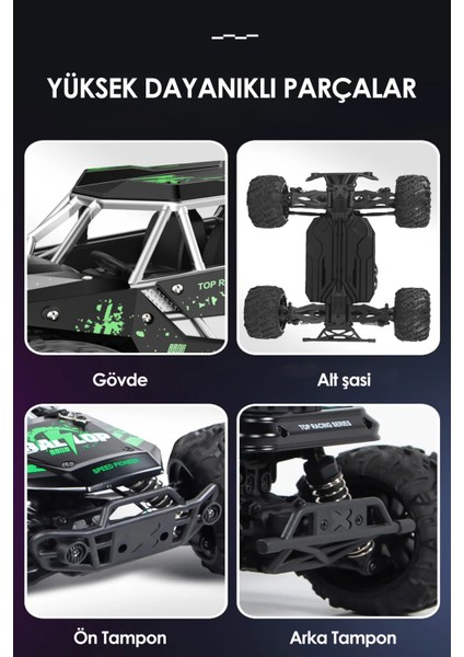 2.4ghz Metal Gövde LED Farlı 4x4 4WD 50KM Hız Yapan Uzaktan Kumandalı Rc Araba fırsatları