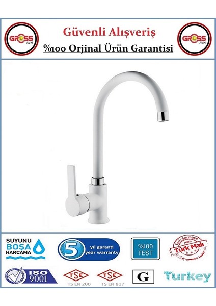 Uzay Gökkuşağı Mutfak Evye Bataryası - 40'lık Kartuş - 5 Yıl Garanti - Orjinal Ürün - Beyaz fiyatları