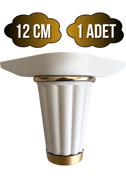 Babil 12CM Plastik Ayak Mobilya Masa ve Dolap AYAĞI(12CM)(BEYAZ - Altın)