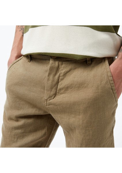 Erkek Yeşil Slim Fit Keten Şort B35214T.3MR