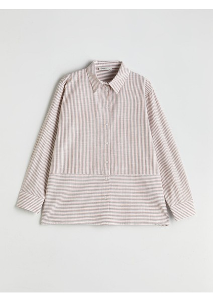 Yeni Sezon Cizgili Poplin Kadin Gomlek - S5L381Z8