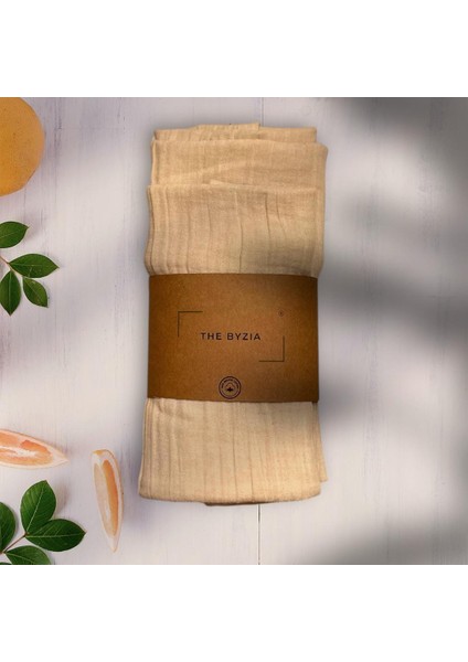 2'li Müslin Örtü Bej Rengi Pamuk Tahriş Etmeyen Yüzey