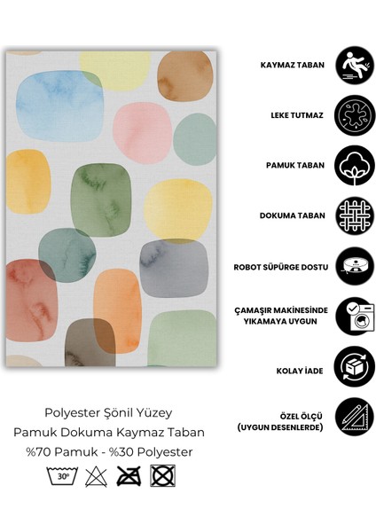 Pastel Renkli Geometrik Desenli Halı Dijital Baskılı Dokuma Kaymaz Tabanlı Yıkanabilir Antialerjik Oturma Odası Halısı fırsatları
