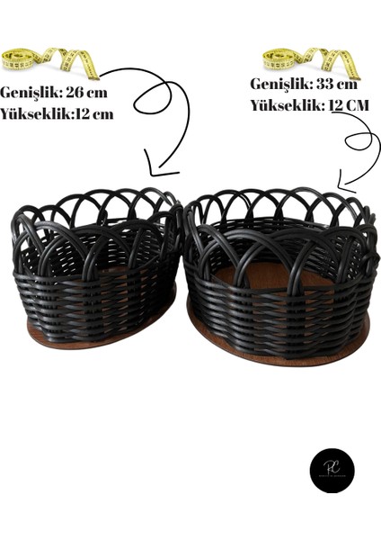 Siyah Oval Sepet Seti - 2'li | %100 El Işçiliği & Yerli Üretim fırsatları