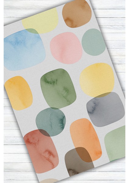 Geometrik Desenli Pastel Renkli Halı Dijital Baskılı Dokuma Kaymaz Tabanlı Yıkanabilir Antialerjik Banyo Halısı modelleri