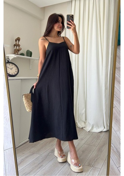 Aerobin Uzun Pamuklu Şık Elbise Ayarlanabilir Askılı Ütü Gerekmeyen Elbise modelleri