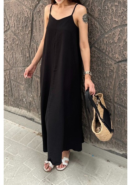 Aerobin Uzun Pamuklu Şık Elbise Ayarlanabilir Askılı Ütü Gerekmeyen Elbise fırsatları