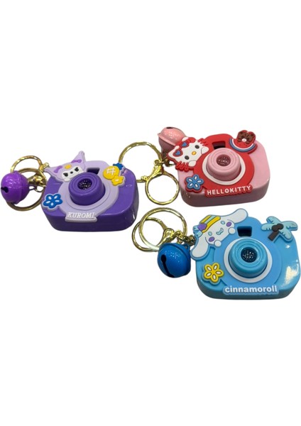 Sanrio Kwaii Oyuncak Projeksiyonlu Fotoğraf Makinesi Projektör Anahtarlık Kuromi 3 Adet