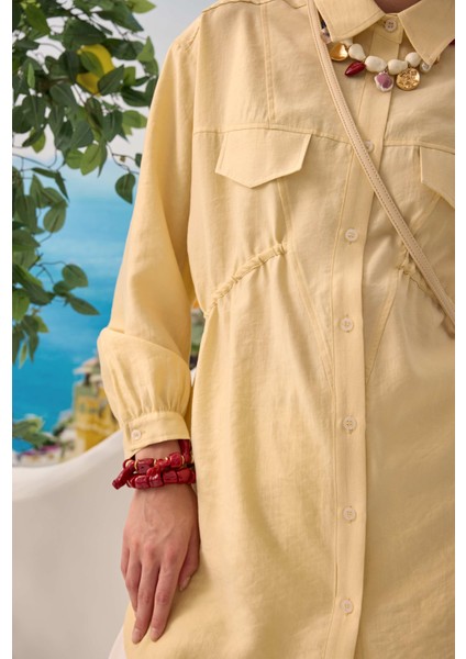 Verev Büzgü Detaylı Gömlek Soft Sarı