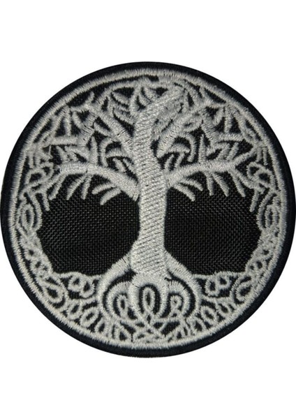 Yaşam Ağacı Nakışlı Arma | 7x7 cm Mitolojik Cırt Bantlı Yama