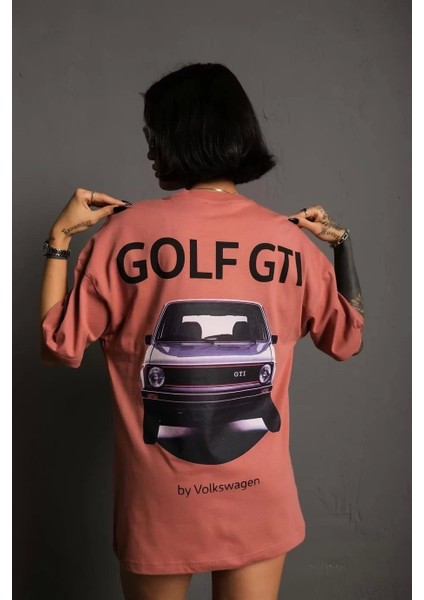 Kadın Sırt Golf Gtı Baskılı Oversize T-Shirt - Gül Kurusu fırsatları
