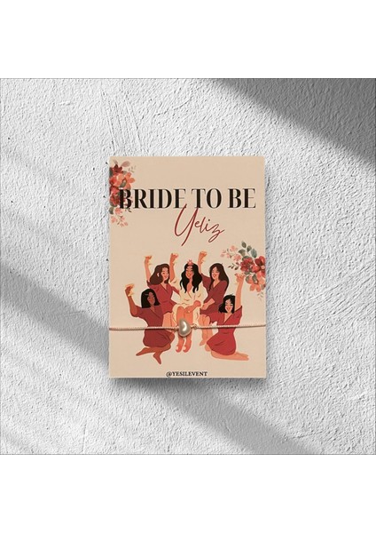 Bride To Be Hediyelik 5 Adet 9X11CM Kart Tasarımı ile Kırık Inci Bileklik