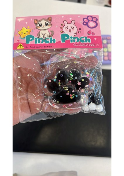 Kedi Pati Patisi Taba Siyah Şeffaf Fu Fu Moj Moj Yumuşak Squishy Stress Oyuncak Sukuşi Pullu